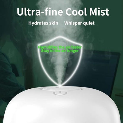 Cute Cool Mist Humidifier for Bedroom with Water Drop Light Effects | Small Room Air Diffuser for Baby, Home, and Office