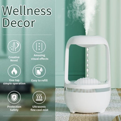 Cute Cool Mist Humidifier for Bedroom with Water Drop Light Effects | Small Room Air Diffuser for Baby, Home, and Office