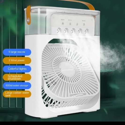 10-Inch Portable Air Conditioner Fan | USB Electric Fan with LED Night Light, Fine Mist Water, and Humidifier Function