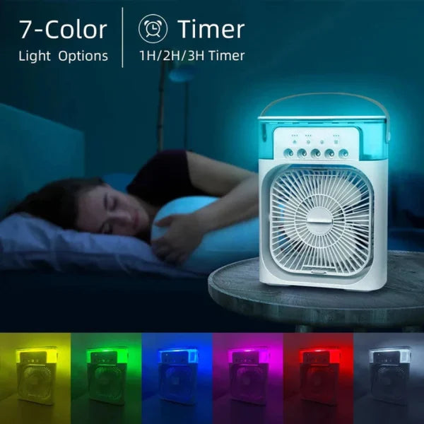 10-Inch Portable Air Conditioner Fan | USB Electric Fan with LED Night Light, Fine Mist Water, and Humidifier Function