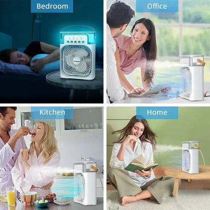 10-Inch Portable Air Conditioner Fan | USB Electric Fan with LED Night Light, Fine Mist Water, and Humidifier Function