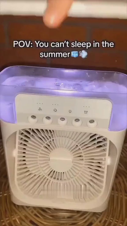 10-Inch Portable Air Conditioner Fan | USB Electric Fan with LED Night Light, Fine Mist Water, and Humidifier Function